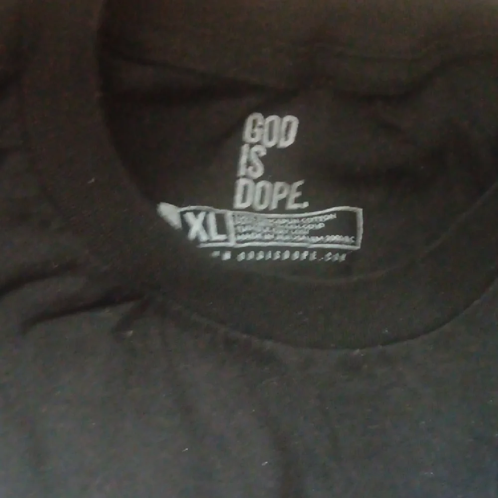 Black T-Shirt with Blue Text - Picture 2 of 5